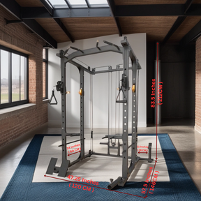 Skeet Fitness B4 Power Cage, 1500 Pounds Rack Capacity, Dual Cable Pulley System, All-in-One Home Gym, Squat Rack  + Attachments